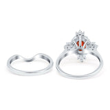 Two Piece Art Deco Engagement Ring Simulated Cubic Zirconia 925 Sterling Silver
