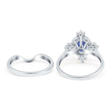 Two Piece Art Deco Engagement Ring Simulated Cubic Zirconia 925 Sterling Silver