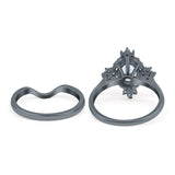 Two Piece Art Deco Engagement Ring Simulated Cubic Zirconia 925 Sterling Silver