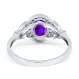 Oval Art Deco Engagement Ring Round Simulated Cubic Zirconia 925 Sterling Silver