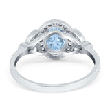 Oval Art Deco Engagement Ring Round Simulated Cubic Zirconia 925 Sterling Silver