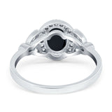 Oval Art Deco Engagement Ring Round Simulated Cubic Zirconia 925 Sterling Silver