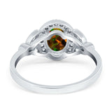 Oval Art Deco Engagement Ring Round Simulated Cubic Zirconia 925 Sterling Silver