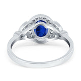 Oval Art Deco Engagement Ring Round Simulated Cubic Zirconia 925 Sterling Silver