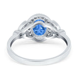 Oval Art Deco Engagement Ring Round Simulated Cubic Zirconia 925 Sterling Silver