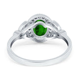 Oval Art Deco Engagement Ring Round Simulated Cubic Zirconia 925 Sterling Silver