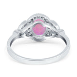 Oval Art Deco Engagement Ring Round Simulated Cubic Zirconia 925 Sterling Silver