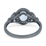 Oval Art Deco Engagement Ring Round Simulated Cubic Zirconia 925 Sterling Silver