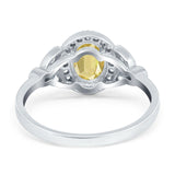 Oval Art Deco Engagement Ring Round Simulated Cubic Zirconia 925 Sterling Silver