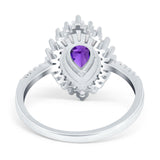 Pear Engagement Ring Baguette Simulated Cubic Zirconia 925 Sterling Silver