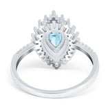 Pear Engagement Ring Baguette Simulated Cubic Zirconia 925 Sterling Silver