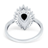 Pear Engagement Ring Baguette Simulated Cubic Zirconia 925 Sterling Silver