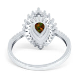 Pear Engagement Ring Baguette Simulated Cubic Zirconia 925 Sterling Silver