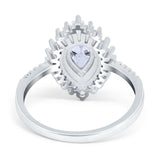 Pear Engagement Ring Baguette Simulated Cubic Zirconia 925 Sterling Silver