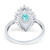 Pear Engagement Ring Baguette Simulated Cubic Zirconia 925 Sterling Silver