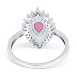 Pear Engagement Ring Baguette Simulated Cubic Zirconia 925 Sterling Silver