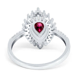 Pear Engagement Ring Baguette Simulated Cubic Zirconia 925 Sterling Silver