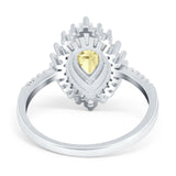Pear Engagement Ring Baguette Simulated Cubic Zirconia 925 Sterling Silver