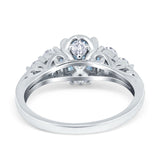 Filigree Wedding Ring Round Simulated Cubic Zirconia 925 Sterling Silver