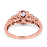 Filigree Wedding Ring Round Simulated Cubic Zirconia 925 Sterling Silver