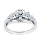 Filigree Wedding Ring Round Simulated Cubic Zirconia 925 Sterling Silver