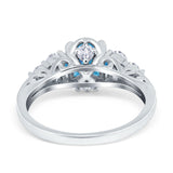 Filigree Wedding Ring Round Simulated Cubic Zirconia 925 Sterling Silver