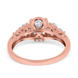 Filigree Wedding Ring Round Simulated Cubic Zirconia 925 Sterling Silver