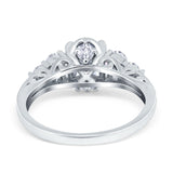 Filigree Wedding Ring Round Simulated Cubic Zirconia 925 Sterling Silver