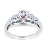 Filigree Wedding Ring Round Simulated Cubic Zirconia 925 Sterling Silver