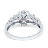 Filigree Wedding Ring Round Simulated Cubic Zirconia 925 Sterling Silver