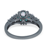 Filigree Wedding Ring Round Simulated Cubic Zirconia 925 Sterling Silver