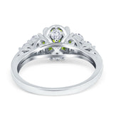 Filigree Wedding Ring Round Simulated Cubic Zirconia 925 Sterling Silver