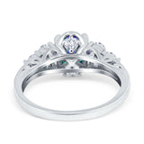 Filigree Wedding Ring Round Simulated Cubic Zirconia 925 Sterling Silver