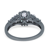 Filigree Wedding Ring Round Simulated Cubic Zirconia 925 Sterling Silver