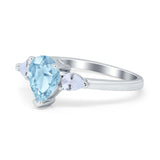 Three Stone Teardrop Engagement Ring Simulated Cubic Zirconia 925 Sterling Silver