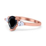 Three Stone Teardrop Engagement Ring Simulated Cubic Zirconia 925 Sterling Silver
