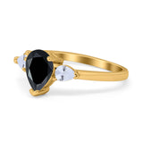 Three Stone Teardrop Engagement Ring Simulated Cubic Zirconia 925 Sterling Silver