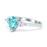 Three Stone Teardrop Engagement Ring Simulated Cubic Zirconia 925 Sterling Silver