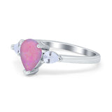 Three Stone Teardrop Engagement Ring Simulated Cubic Zirconia 925 Sterling Silver