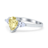 Three Stone Teardrop Engagement Ring Simulated Cubic Zirconia 925 Sterling Silver