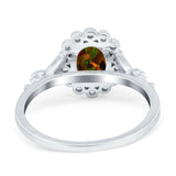 Vintage Oval Engagement Ring Simulated Cubic Zirconia 925 Sterling Silver