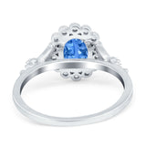 Vintage Oval Engagement Ring Simulated Cubic Zirconia 925 Sterling Silver