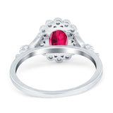 Vintage Oval Engagement Ring Simulated Cubic Zirconia 925 Sterling Silver