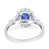 Vintage Oval Engagement Ring Simulated Cubic Zirconia 925 Sterling Silver