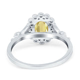 Vintage Oval Engagement Ring Simulated Cubic Zirconia 925 Sterling Silver
