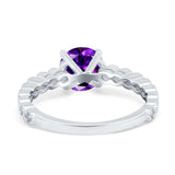 Solitaire Accent Wedding Ring Round Simulated Cubic Zirconia 925 Sterling Silver