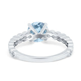 Solitaire Accent Wedding Ring Round Simulated Cubic Zirconia 925 Sterling Silver