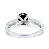 Solitaire Accent Wedding Ring Round Simulated Cubic Zirconia 925 Sterling Silver