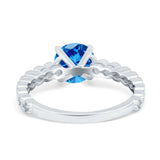Solitaire Accent Wedding Ring Round Simulated Cubic Zirconia 925 Sterling Silver