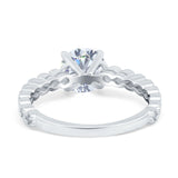 Solitaire Accent Wedding Ring Round Simulated Cubic Zirconia 925 Sterling Silver